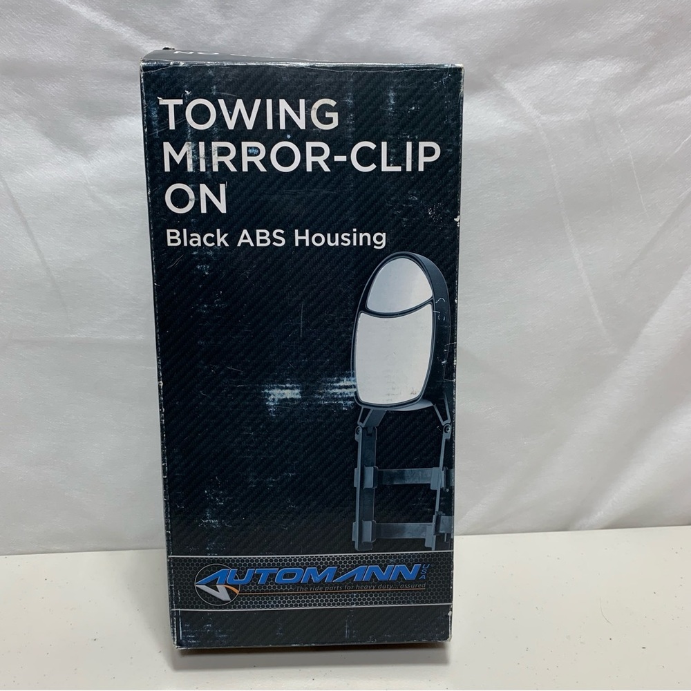 Towing Mirror-Clip On Black ABS Housing. Split mirror